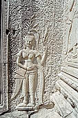 Angkor Wat temple, the fourth enclosure, the bas reliefs of the west gopura, superbly preserved devatas, either individually or in groups of two or three, amongst the finest in the monument. 